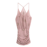 Z Women's New Body-Closing Bareback Slit Decorated Mini Dress 4813336 HZ1208