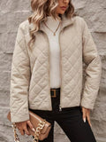 2025 New Autumn And Winter Pure-Color Long-Sleeved Collared Quilt Elegant Loose Women's Warm Coat Tide HZ1208