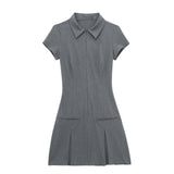 Spring New Wide-Folding Collar Short Fashion Dress 8342303 HZ1208