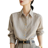 Spring And Autumn Long-Sleeved Shirt Women's New Design Sense Of Small And Able Temperament Cold-Grade High-End Gray Long-Sleeved Shirt HZ1208