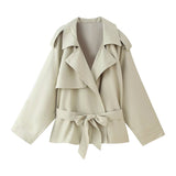 Women's Clothing 2025 Summer New Temperament Fashion With Belt Long Sleeves With Short Windcoat 4749847 HZ1208