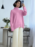 Hot Multi-Color High-Necked Solid-Color Sweater Women Loose Collar Collar Collar Women's Clothing 66 HZ1208
