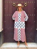 Women's New Striped V-Neck Dress Women's Summer Loose Casual Dress HZ1208