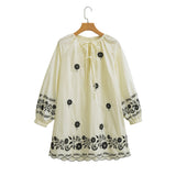2025 Women's New Flower Embroidery Casual Sleeve Dress 9241 HZ1208