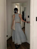 Gentle Style French Blue Holiday Vest Sleeveless Dress High-End Vest Half Dress Two Sets HZ1208