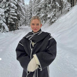 Women's Clothing 2025 Autumn And Winter New Fashion Wool Coat Thick Loose With Scarf Tid Lady HZ1208