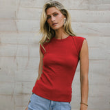 2025 Summer Fashion Solid Color Sleeveless Round Collar Ribs Sexy Hottie Vest Sling Female HZ1208