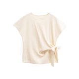 Spring 2025 New Women's Fashion Casual Round Bow Tie Dress Soft Top 0858673 HZ1208