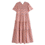 2025 Women's New Cotton-Print T-Shirt With Loose Cake Dress 8744 HZ1208