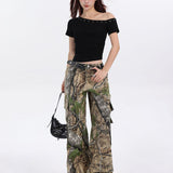 2025 New Black Korean Version Of Irregular Slanted Shoulder Short-Sleeved T-Shirt Girls Summer Design Feel Hottie Repair Body HZ1208