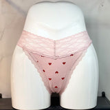 Comfortable Breathable Cotton Splicing Lace T-Shirts Heart-Shaped Printed Cotton Lace Side Plus-Size Low-Rise T-Sants Ladies Trousers HZ1208