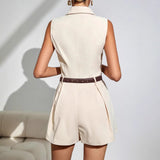 2025 New Temperament Commuting Folded Short-Legged Suit Jumpsuit Trousers Women's Clothing HZ1208