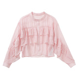 2025 Women's Pink Folding Decoration Romantic Style Shirt 6318 HZ1208