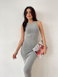 2025 Rib-Dress Dress Body-Body-Skinny Vest Sleeveless One-Step Skirt Babes HZ1208