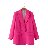 Spring And Summer 2025 New Simple Loose Double-Dbuted Blazer Women's Spring And Autumn Dress New Suit HZ1208