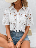 Ladies Lace Fashion Elegant Shirt Shirt Casual Holiday Party Hollow Shirt HZ1208