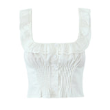 Spring New Lotus Leaf Edge Sleeveless Small Blouse Large Skirt Half Dress Suit HZ1208