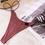 Threaded Cotton Strip Single With Sexy Thong Lady English Letter Logo Thong Trousers Women's Trousers HZ1208