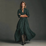 Women's Round-Neck Pitted Pearl Chiffon Cape-Topped Dress Woman HZ1208