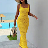 Hot Sales Women's Clothing 2025 Summer New Fashion Sexy Bare Back Hollow Hair Weaving Sling Dress HZ1208