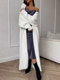 Imitation Of Stingy White Knitted Shirts Up Jacket Women Autumn And Winter Loose Fluffy Long Open Shirt HZ1208