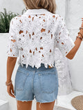 Ladies Lace Fashion Elegant Shirt Shirt Casual Holiday Party Hollow Shirt HZ1208