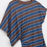 Z Striped Slanted Shoulder Short-Sleeved Woman Summer Small Fresh Loose Display Lanky Over-Knee Dress 6085910 HZ1208