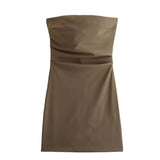 Spice Girls Collared Braided Shoulder Dress Women's New Sexy High-Waisted Body-Suited Ass Skirt HZ1208