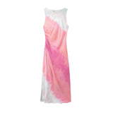 Summer New Tie-Dye Printing Folds Open Fork Fan Dress 8346201 HZ1208
