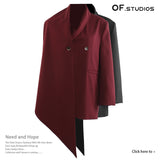 25 Early Spring Irregular Angolan Red Personality Cut Suit Jacket Blouse 1793 HZ1208