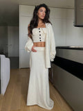 Soft Glutinous Sweater Three-Piece Tset Tset With Long Skirt And Open Shirt Gentle And Sleek Atmosphere HZ1208