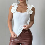 New Three-Dimensional Flowers Elegant Spring And Summer Knitted Vest HZ1208