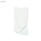 Women's Dressed Type Shipnecked Folded Vest White 2025 New 4424311 HZ1208
