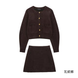 New Buckle Knitted Jacket Stew Half Skirt In Autumn And Winter HZ1208
