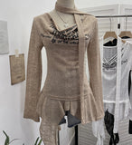 Real Shooting Retro Irregularly Hollow Knitted Jersey Dress Girl With Hottie Word Shoulder Collar Blouse 8101 HZ1208