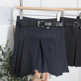 Spring And Summer Women's Retro Modern Hit Color Clear Line Pressure Skirt Anti-Light Short Skirt With Belt 8299 HZ1208