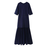 Spring New Round-Neck Short-Sleeved Knitted Knitted Dress 4192001 HZ1208