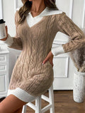 Autumn And Winter Long-Sleeved Jasmine Sweater 2025 Doll Collar Cover Small Knitted Short Dress HZ1208