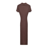 Women's Clothing 2025 Autumn And Winter New Fashion Temperament Collar Ribs Knitted Dress HZ1208
