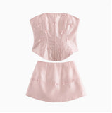 2025 Spring And Summer New Fashion Sexy Bareback Pure Lust Style Design Fish Bone Bow Set HZ1208