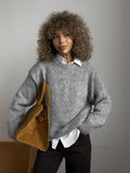 Loose Lazy Wind Wool Sweater Woman 2025 Dress Bag Loose Knitted Shirt Long-Sleeved Top HZ1208