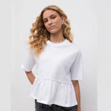 2025 Spring And Summer New Pure Cotton Collar 100-Fold T-Shirt Top Women Soft And Loose Leisure Top HZ1208