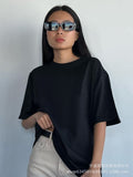 2025 Spring And Summer New Solid Color Short-Sleeved Women Loose Large-Band Pure Cotton T-Shirt Simple Top HZ1208