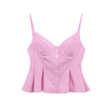 V-Neck Slings Sexy Dew Single-Dripple Broad-Folded Skirt-Up Short-Form Women's Vest 2178083 HZ1208