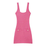 Z New Women's Elastic Knitted Button Dress With Short Dress 5063343 HZ1208