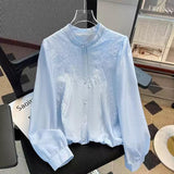 French White Shirt Female Senior Spring And Autumn 2025 New Good-Looking Lace Long-Sleeved Beautiful Shirt Top HZ1208