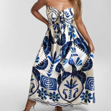 Women's Clothing 2025Ins Summer New Printing Neck-Suck Sexy Dress HZ1208