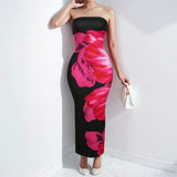 Spring 2025 New Women's Temperament Fashion Elegant Bag Hips Shoulder-Print Dress HZ1208
