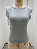 2025 Summer Fashion Solid Color Sleeveless Round Collar Ribs Sexy Hottie Vest Sling Female HZ1208