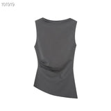 Women's Dressed Type Shipnecked Folded Vest White 2025 New 4424311 HZ1208